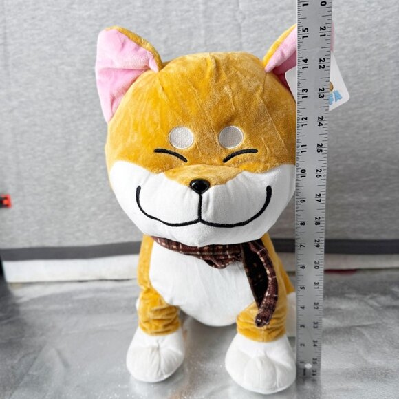 Goffa Smiling Shiba Inu Plush Japanese Dog With Scarf 15" Super Soft Stuffed Toy - Picture 8 of 10